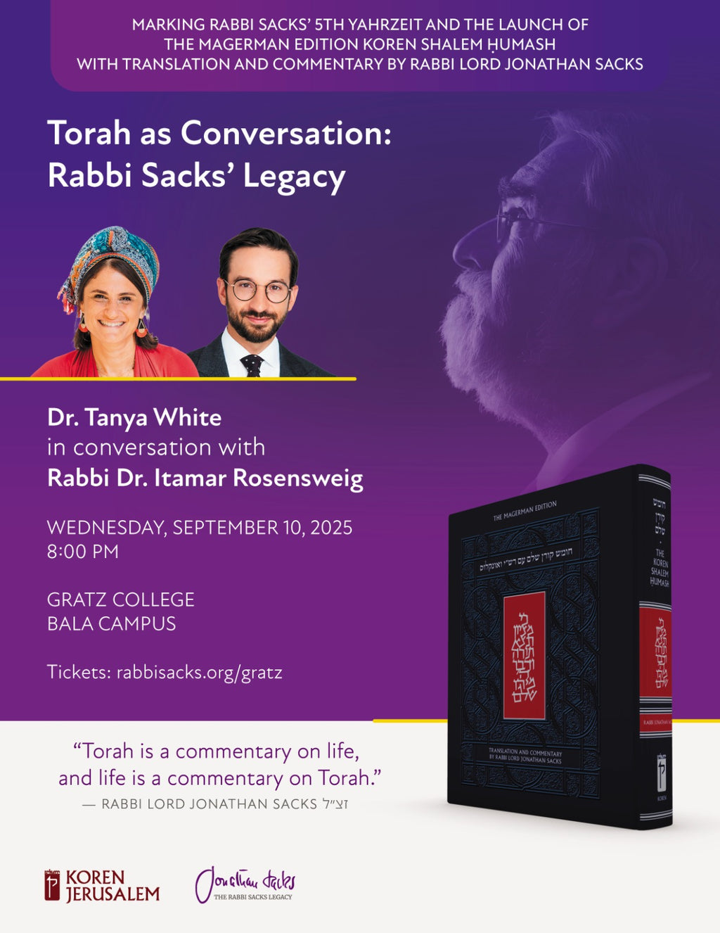 Torah as Conversation: Rabbi Sacks’ Legacy - Event Tickets